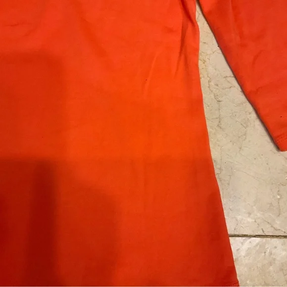 Zara Organic Cotton 3/4 Sleeve, Crew Neck T-Shirt, Bright Orang, Beautiful! Sz S - Picture 7 of 7